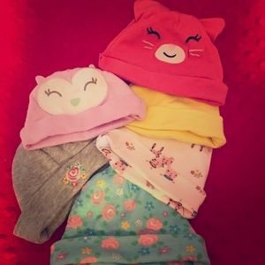 Lot of 6 Baby Girl Beanies
